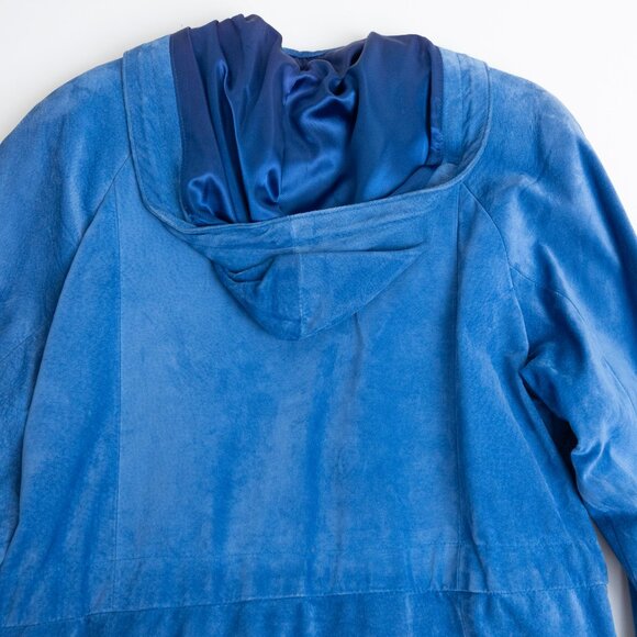 Vintage Danier Blue Suede Hooded Anorak Jacket XS - Picture 10 of 16
